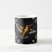 Niedliches Hummingbird Gold & Sliver Blume Hinterg