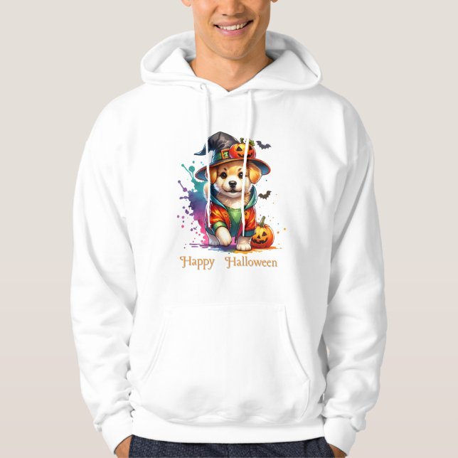 Niedliches Hund-Halloween-Party 2 Hoodie (Vorderseite)
