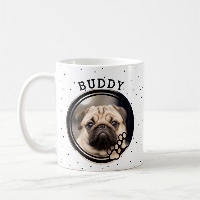 Niedliches Hunde-Foto in Doppelgrenzenrahmen Kaffeetasse (Links)