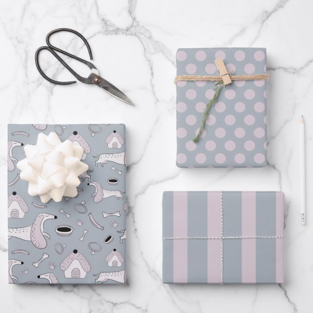 Niedliches Hunde-Hundeschutzpapier Set Geschenkpapier Set (Vorderseite)