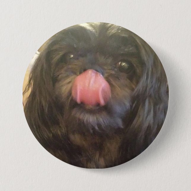 Niedliches HundeButton und die Zunge sagt es aller Button (Vorderseite)