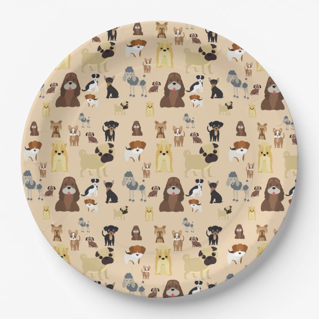 niedliches Hundedesign für Hundefreunde - Beige Rü Pappteller (Vorderseite)