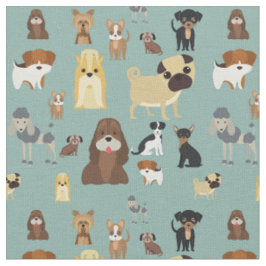 niedliches Hundedesign für Hundefreunde - türkis  Stoff