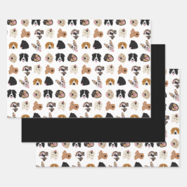 Niedliches Hundegesichtsbild Geschenkpapier Set