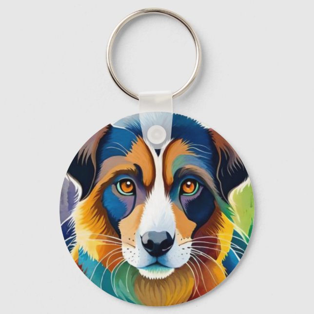 Niedliches Hundeportrait nah Schlüsselanhänger (Vorderseite)