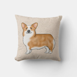 Niedliches Hundeschema für Walisisch Corgi: Rot un Kissen