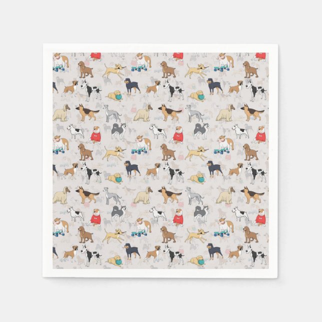 Niedliches Hundsmuster Design Weiß Serviette (Vorderseite)