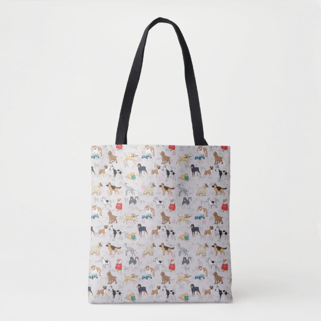 Niedliches Hundsmuster Design Weiß Tasche (Vorderseite)