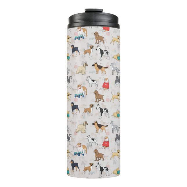 Niedliches Hundsmuster Design Weiß Thermosbecher (Vorderseite)