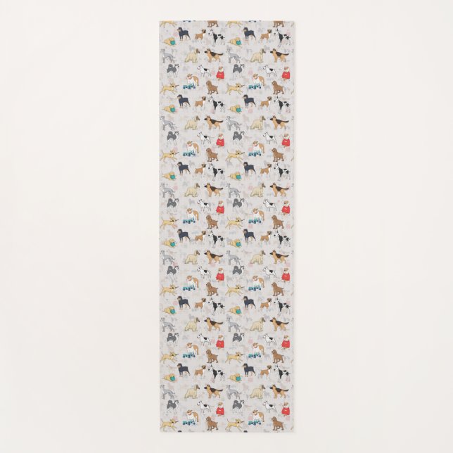 Niedliches Hundsmuster Design Weiß Yogamatte (Vorderseite)
