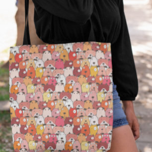 Niedliches Hundsmuster Rotes Orange Gelbes Tier Tasche