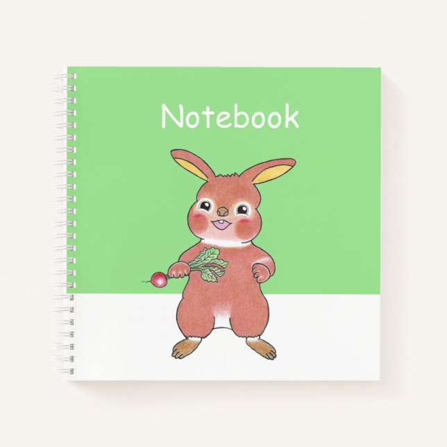 Niedliches Hunger Bunny Square Custom Notebook Notizbuch (Vorderseite)