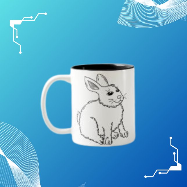 Niedliches Hunny Comic Rabbit Zweifarbige Tasse (Von Creator hochgeladen)