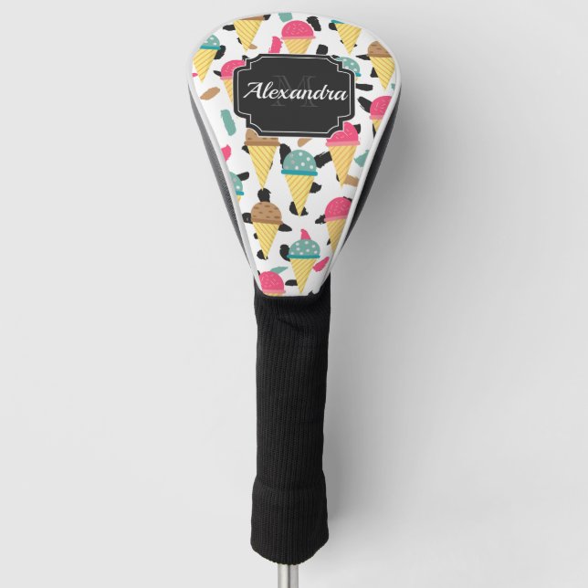 Niedliches Ice Cream Muster Golf Headcover (Vorderseite)