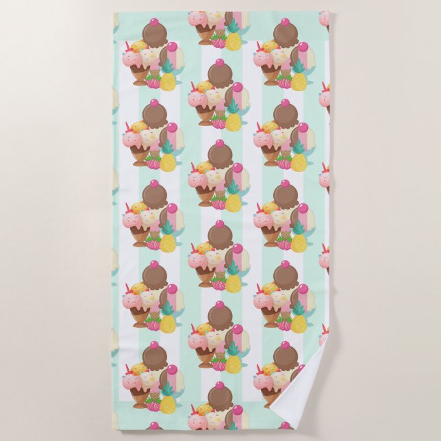 Niedliches Ice Cream Muster Strandtuch (Vorderseite)