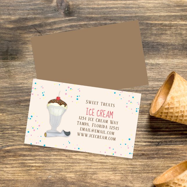 Niedliches Ice Creme Restaurant Visitenkarte (Ice Cream Sundae Simple Business Cards.)
