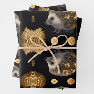 Niedliches Igel - Farbpapier Geschenkpapier Set