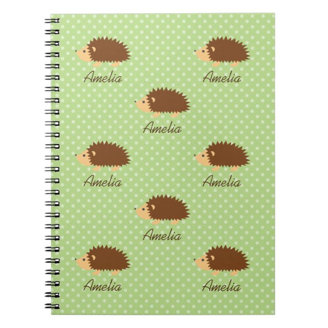 Niedliches Igel-Notebook mit Polka-Punktmuster Notizblock (Vorderseite)