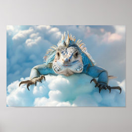 Niedliches Iguana-Portrait auf flauschiger Wolke m Poster