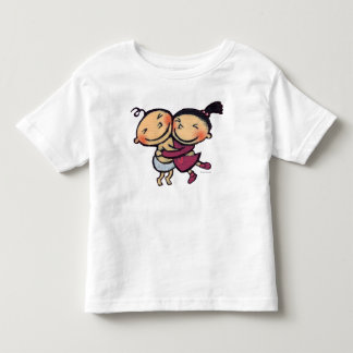 Niedliches illustriertes Kleinkind-Umarmen Kleinkind T-shirt