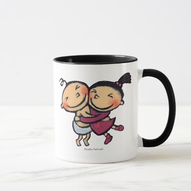 Niedliches illustriertes Kleinkind-Umarmen Tasse (Rechts)