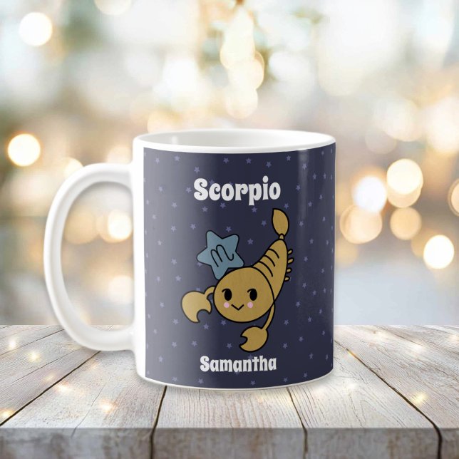 Niedliches Illustriertes Scorpio Zodiac Personalis Kaffeetasse (Cute Illustrated Scorpio Zodiac Personalized Coffee Mug
)