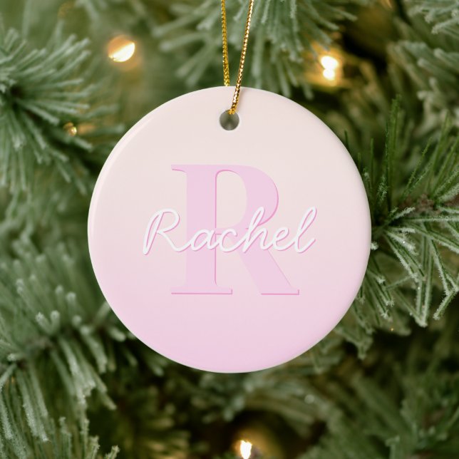 Niedliches individuell anpassbares Monogramm | Pea Keramik Ornament (Baum)
