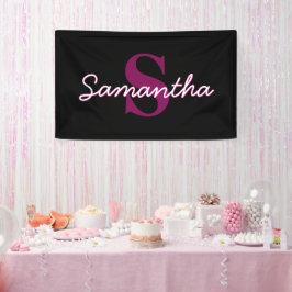 Niedliches individuell anpassbares rosa und schwar banner