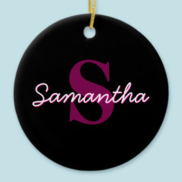 Niedliches individuell anpassbares rosa und schwar keramik ornament
