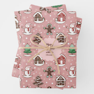 Niedliches individuelles Weihnachtskeksmuster Weih Geschenkpapier Set