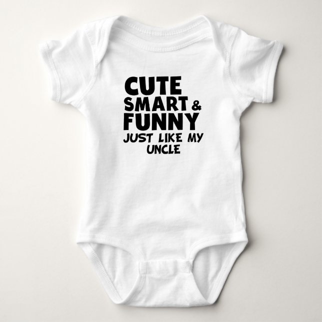 Niedliches intelligentes und lustig wie mein Onkel Baby Strampler (Vorderseite)
