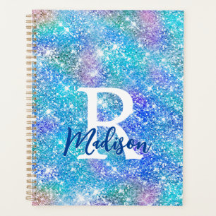 Niedliches Iridescent unicorblau pink Glitzer Mono Planer