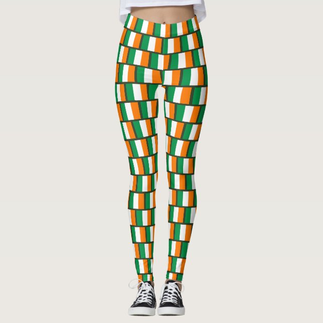 Niedliches irisches Flaggenmuster St Patricks Day  Leggings (Vorderseite)
