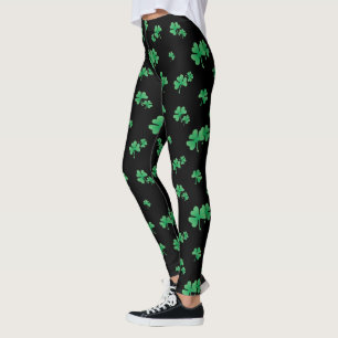 Niedliches irisches Kleeblatt-Muster auf Black Leggings