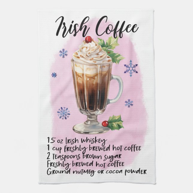 Niedliches Irish Coffee Christmas Drink Rezept Geschirrtuch (Vertikal)