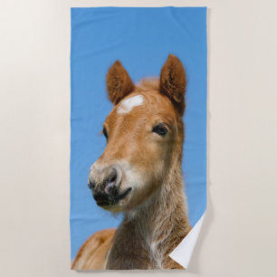 Niedliches isländisches Pferdfoal Pony Head Front  Strandtuch