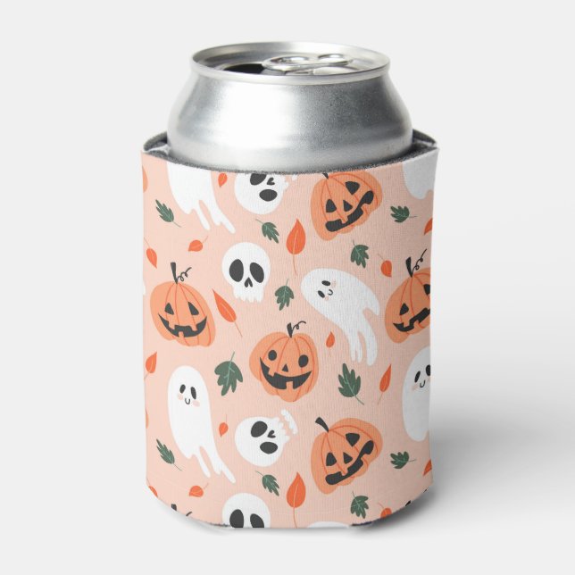 Niedliches Jack-O-Lantern- und Ghost-Muster Dosenkühler (Kanne Vorderseite)