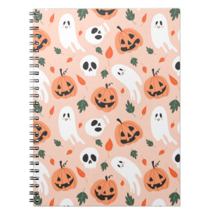 Niedliches Jack-O-Lantern- und Ghost-Muster Notizblock