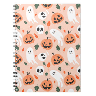 Niedliches Jack-O-Lantern- und Ghost-Muster Notizblock
