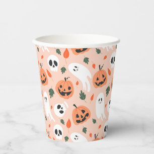 Niedliches Jack-O-Lantern- und Ghost-Muster Pappbecher