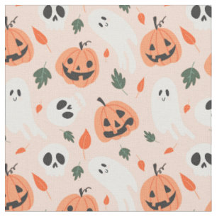 Niedliches Jack-O-Lantern- und Ghost-Muster Stoff