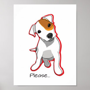 Niedliches Jack-Russell-Welpen-Plakat mit rotem Poster