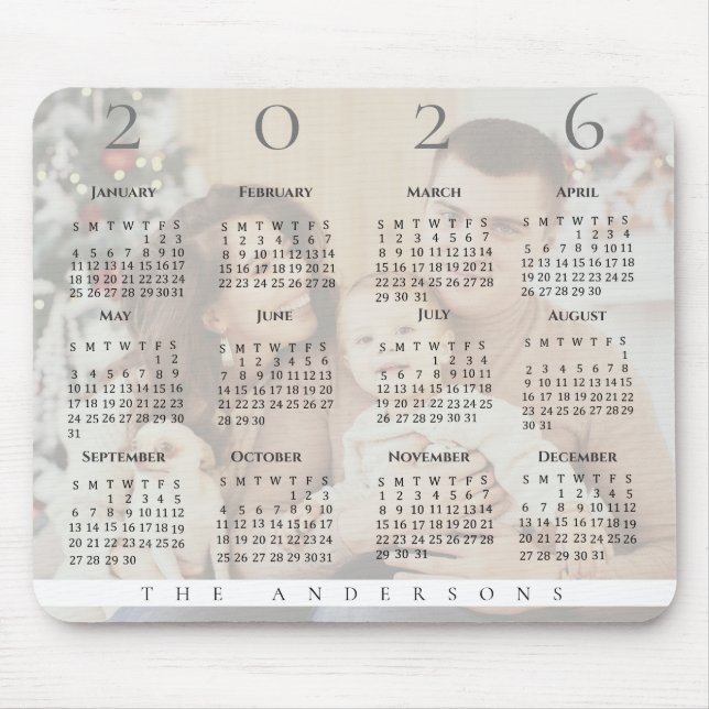 Niedliches Jahr 2023 Kalenderfamilie Foto Mousepad (Vorne)