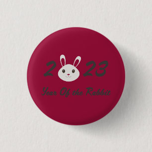 Niedliches Jahr 2023 Kaninchen Button