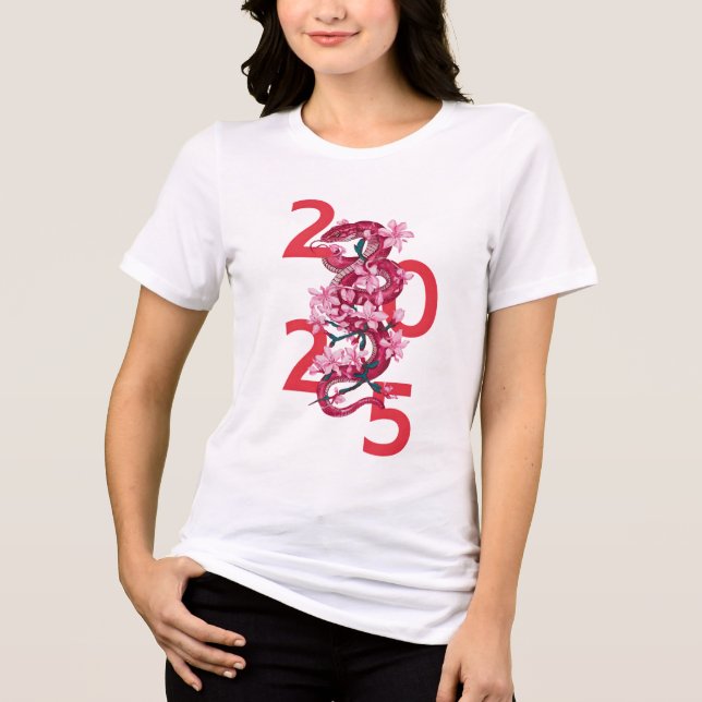 Niedliches Jahr der Schlange 2025 | Chinesische Zo Tri-Blend Shirt (Vorderseite)