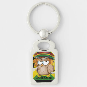 Niedliches Jamaika kein Problem Funny Owl Räuchen Schlüsselanhänger