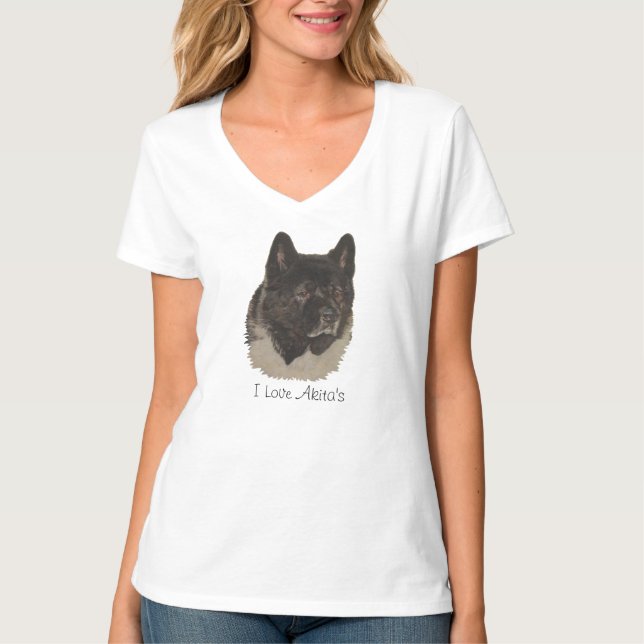 niedliches japanisches akita Hundeportrait mit aki T-Shirt (Vorderseite)