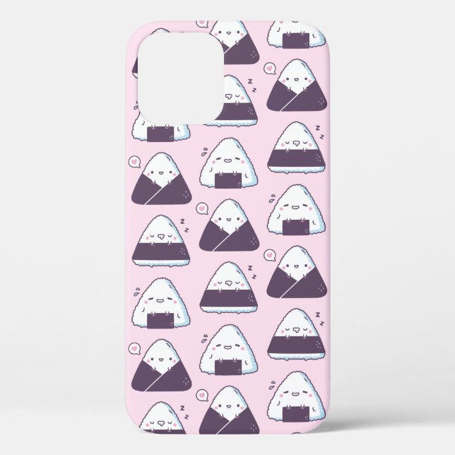 Niedliches japanisches Food Onigiri Doodles Muster Case-Mate iPhone Hülle (Rückseite)