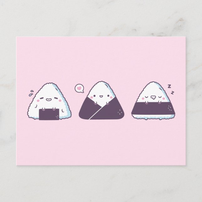 Niedliches japanisches Food Onigiri Rice Balls Fun Postkarte (Vorderseite)