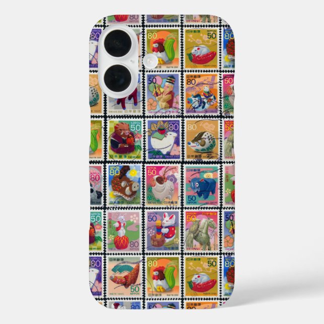 Niedliches japanisches Jahr des Musters für tieris iPhone 16 Hülle (Rückseite)